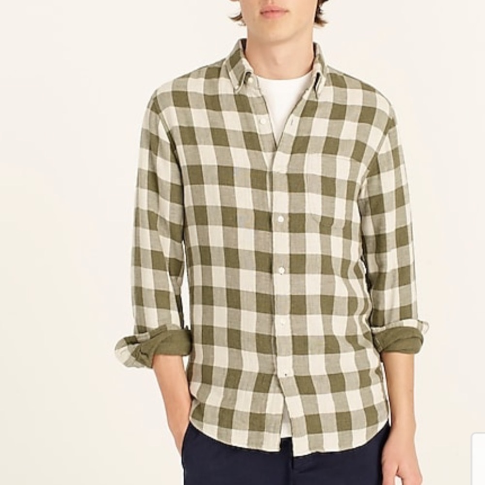 J crew slim double weave shirt frosty olive green nwot